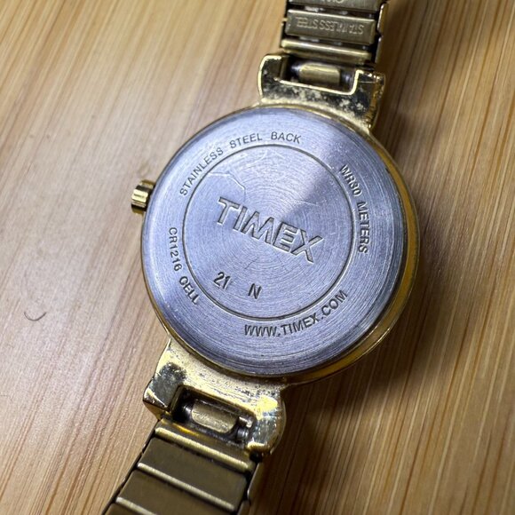 Timex Ladies' Indiglo Gold Tone + Crystals Watch w/ Stretch Band, 27mm - Picture 5 of 5
